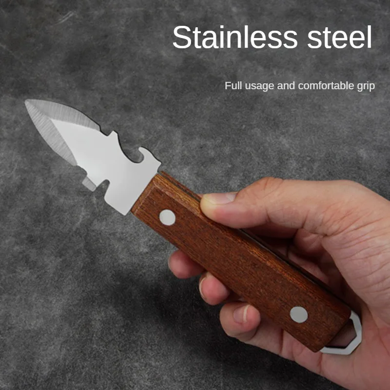 Heavy Duty Seafood Clam Knife Shellfish Opener Stainless Steel Shucking knife with Non-Slip Wooden Handle and Large Guard