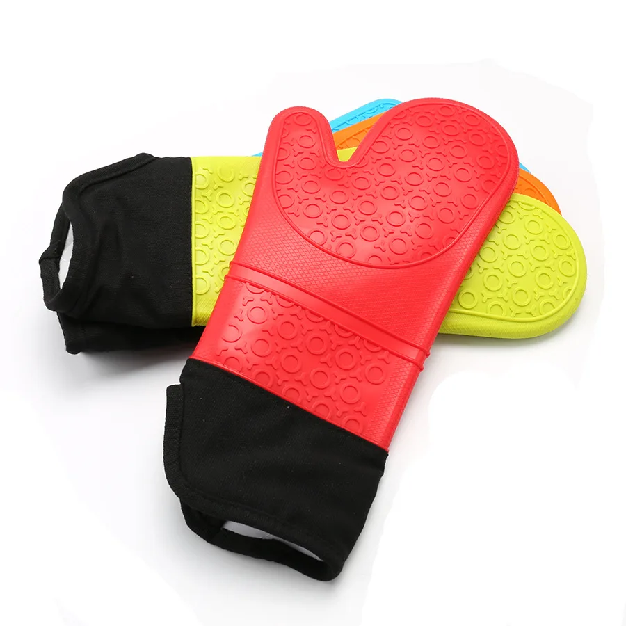 Perfect Quality Oven Mitts Heat Resistant Anti Slip Cotton Double  Kitchen Silicone Oven Gloves For Baking And Grilling