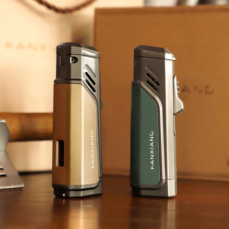 New Design Zinc Alloy Smoking Cigar Accessories Luxury Refillable Gas Lighter 3 Jet Flame Cigar Torch Lighter
