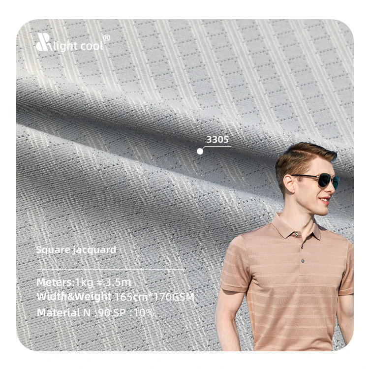 No3305 Professional Manufacturer High Quality Light Weight Jacquard Knit Fabric for Activewear Mens