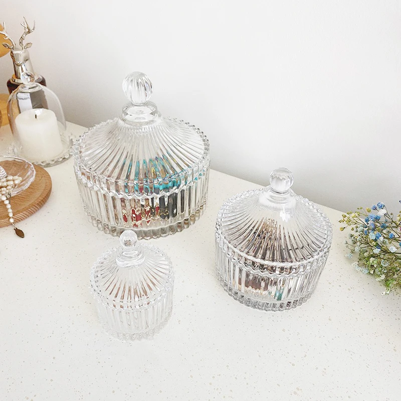 Luxury Transparent Empty Glass Crystal Candle Jar With Lid For Making Candle Holders Diamond Shape Containers Geo Cut Vessels