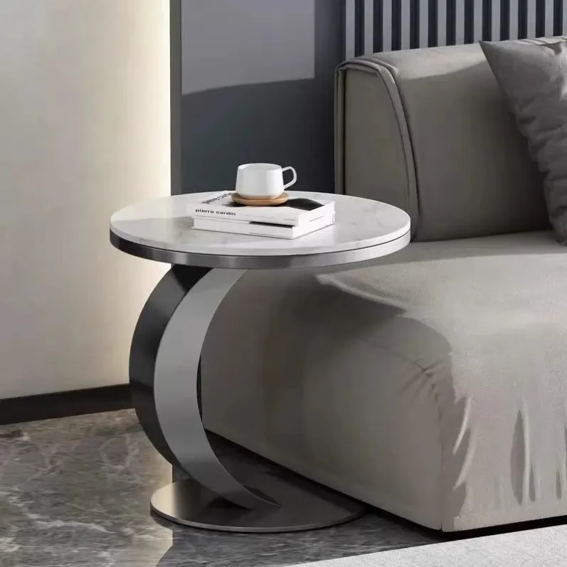 JJ-05 Modern Gold Stainless Steel Leg marble top round living room home furniture luxury side center coffee tea table