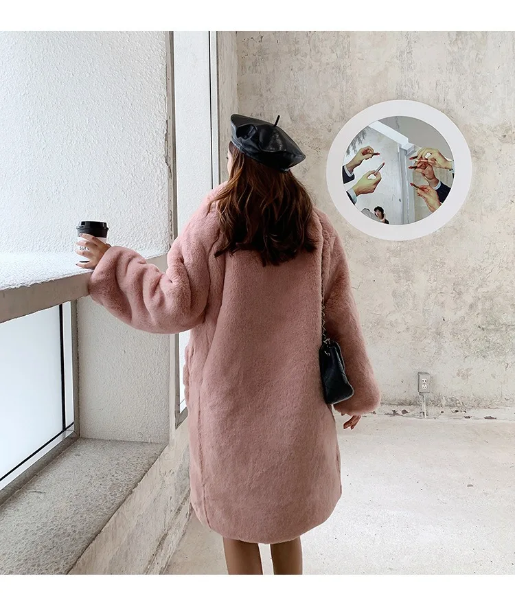 2024 cheap winter warm new fashion faux fur mink fur coat Mink fur coat female whole mink over the knee long clip cotton