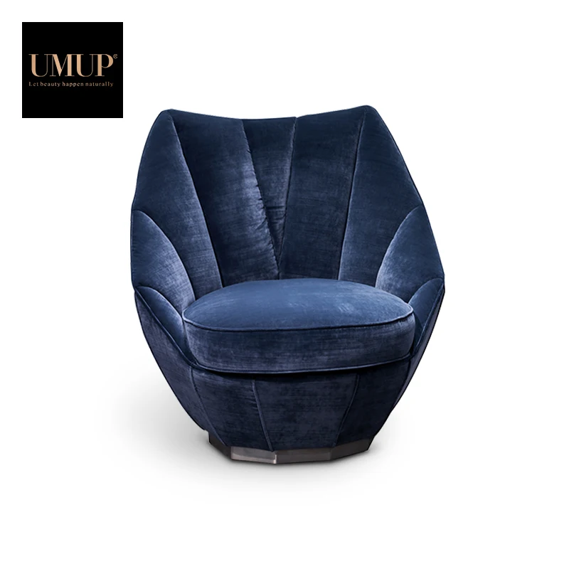 modern velvet cloth Single Sofa Chair luxury dubai villa fabric furniture Leisure lounge armchair