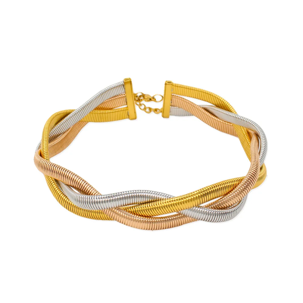 Trending Products 2024 New Arrivals Stainless Steel Jewelry Colorfast 8MM 3 Snake Chain Stretch Bracelet Twine  For Man Woman