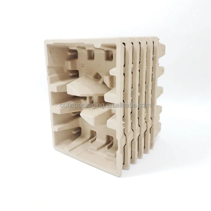 custom biodegradable Recycled Paper Fiber Plant Molded Pulp Packaging shipping box inner insert mold paper pulp tray packaging