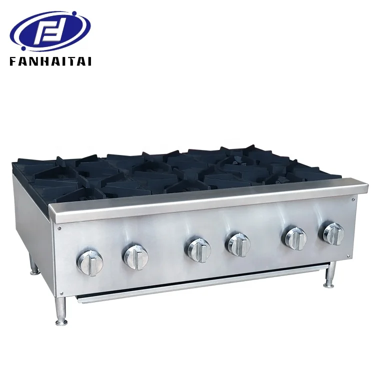 
ETL Certificate Comercial Cooking range cooker catering cooktops manufacturing stainless steel gas 6 Hotplate 