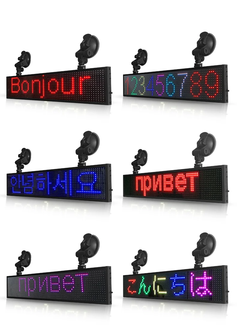 P5 Ultra thin 16*64 RGB Color Car LED sign Display Board indoor Programmable Scrolling Text Message Advertising Screen panel