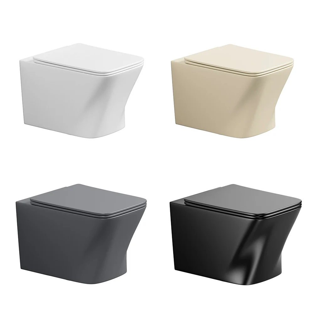 European Color Wall Mounted Toilet Ceramic Square Bathroom WC Sanitary Ware Rimless Wall Hung Toilet