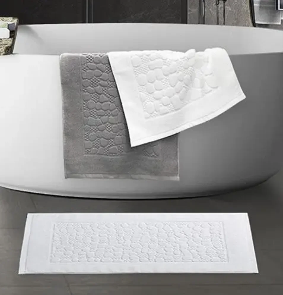 Custom Logo Hotel Bath Mats Luxury White Color Anti-Slip Bath Mats