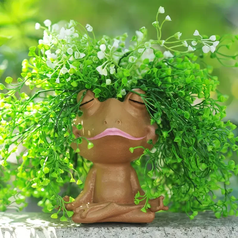 Оптовая продажа креативное Горшечное растение из смолы для открытого сада балкона цветочный горшок растений мультяшная Йога лягушка плантатор