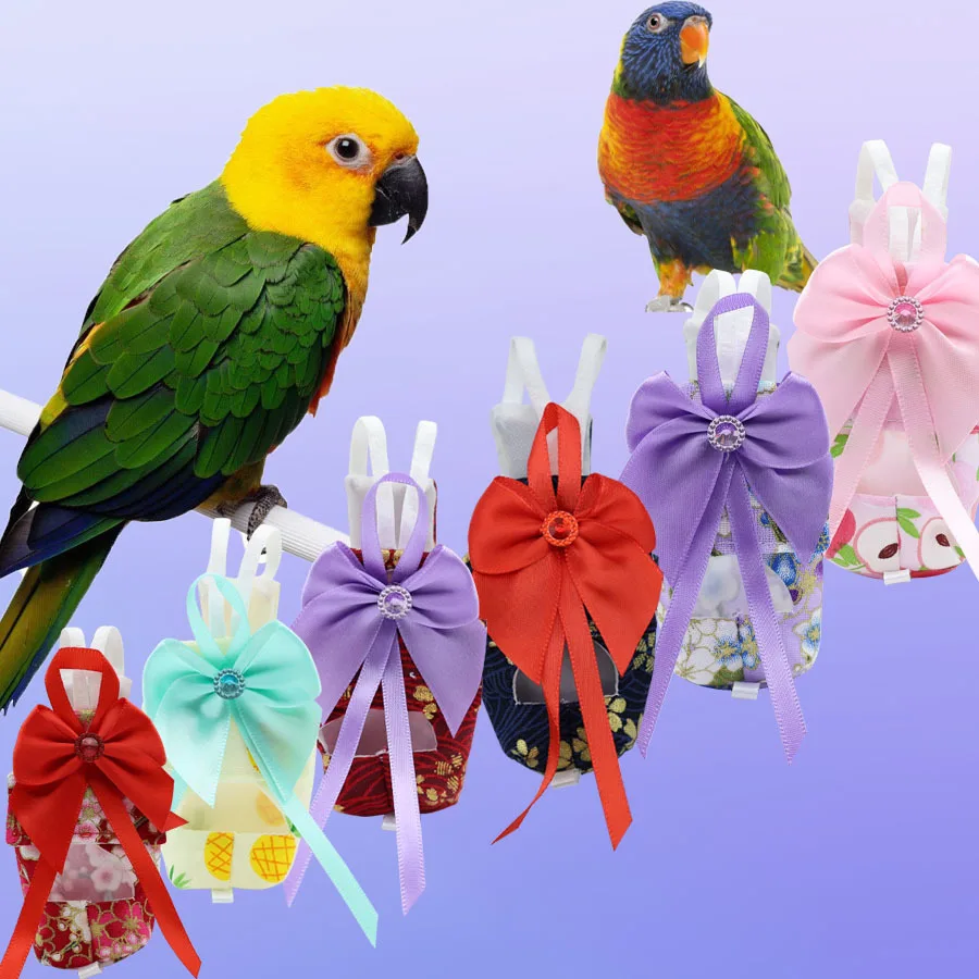 High Quality Fashion small Animals Dress Multi Color bowknot Parrot Clothes