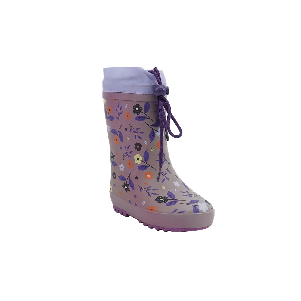 High quality Printing Elastic Mouth Cotton Wool Girls Winter Waterproof Plastic Kids Rubber Boots Rain Boots Children