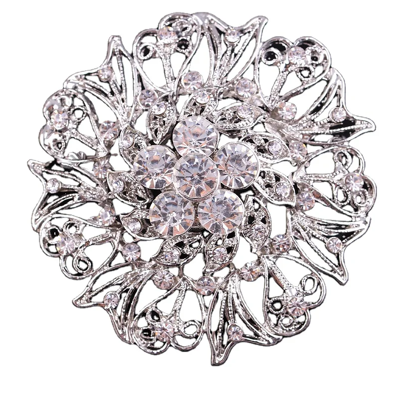 
Crystal Rhinestones Flower Brooch Pin Set for DIY Wedding Bouquets Decoration Gift For Bride 