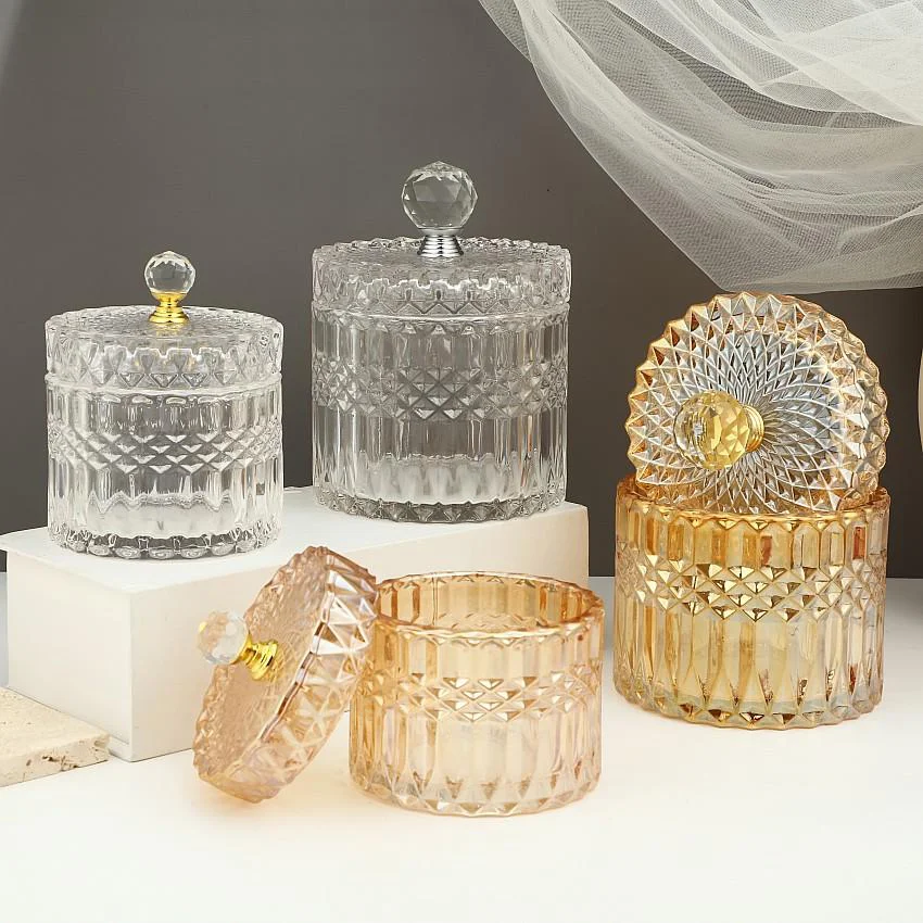 Golden Cute Jewelry Ring Box Glass Storage Jar For Keeping Holding Ring Necklaces Jewelry Earring Keys Wedding Candy