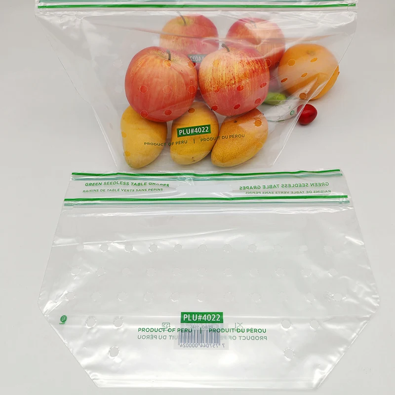 Customized portable fruit packaging bag, self-standing zipper vegetable and fruit bag opp/cpp from the United States grape bag