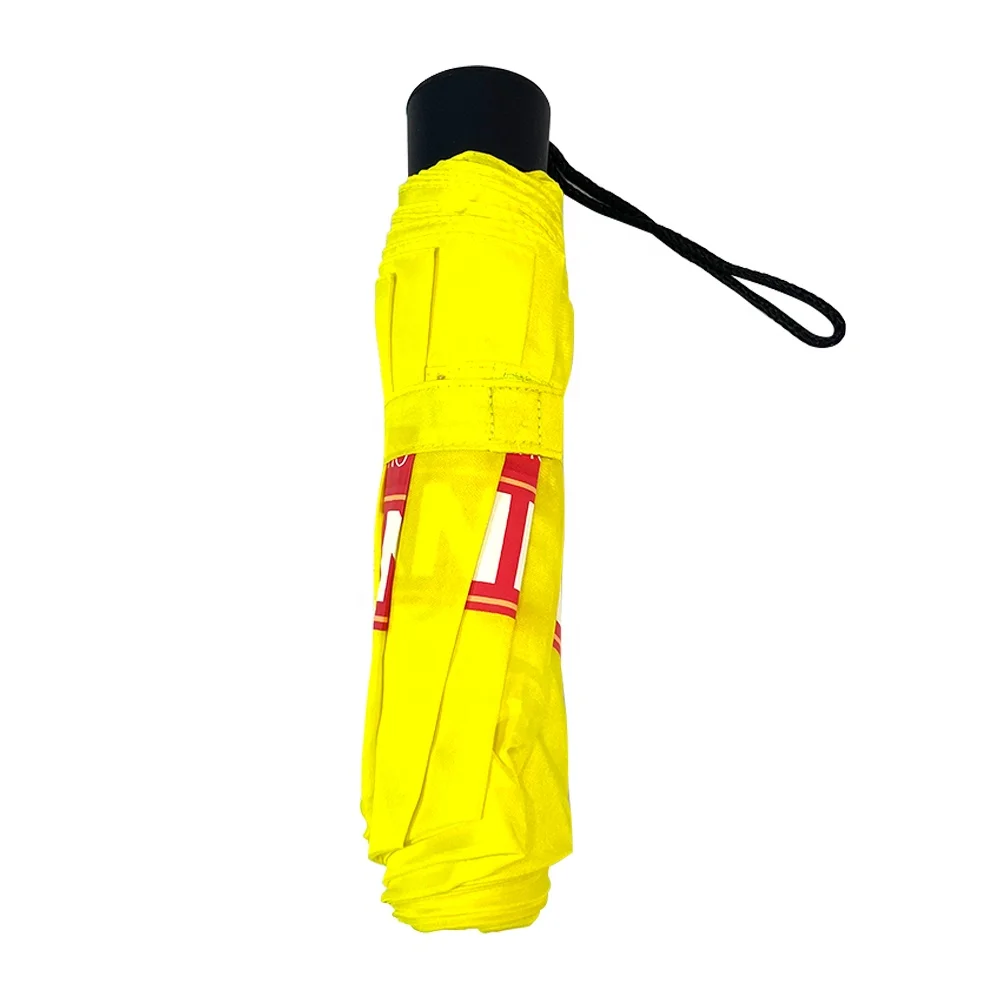 Ovida Yellow Umbrella 3Folding Manual Opening Custom Umbrella With Logo Prints Umbrellas