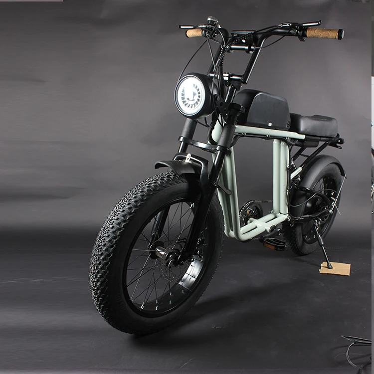 20 Inch Cheap Free Shipping 1000 Watt Yuanjian Retro Fat Wheel Motor Moped With Pedals E Bikes  Electric Bicycle