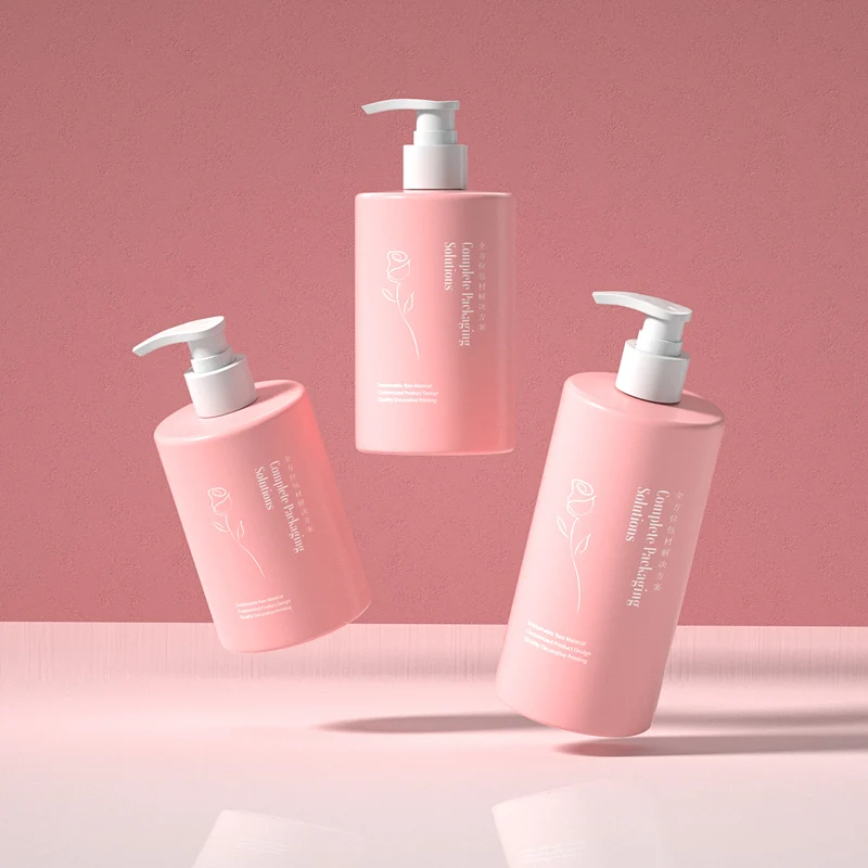 Custom 350ml 400ml 500ml Cylindrical Plastic Lotion Pump Bottle Empty 24/410 PET Plastic Bottle For Cosmetic Packaging