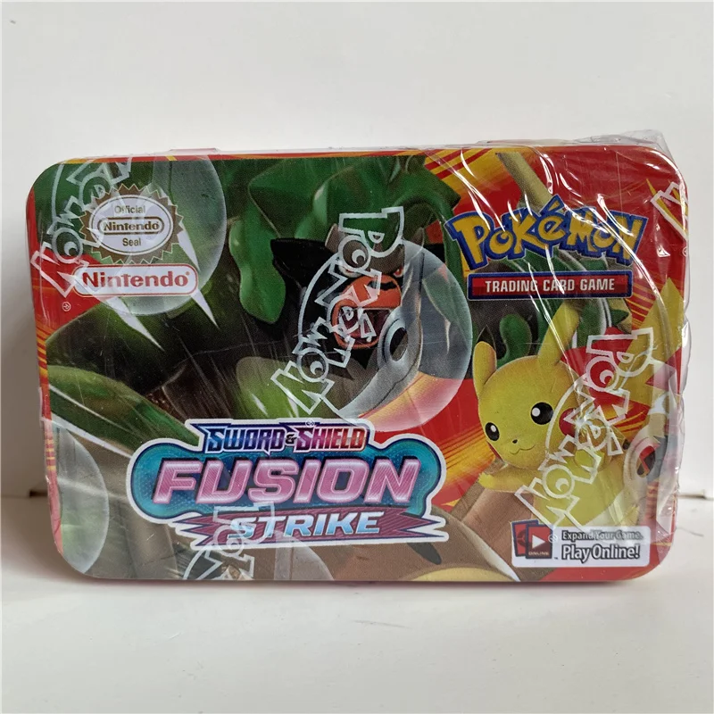 42pcs/set Iron Metal Box Poke mon Takara Tomy Battle Toys Pikachu Game Anime Bank Cards Poke mons Iron Box  For Children