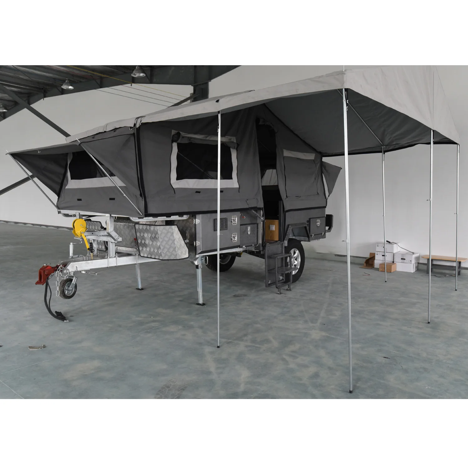 forward fold off-road camper trailer with tent