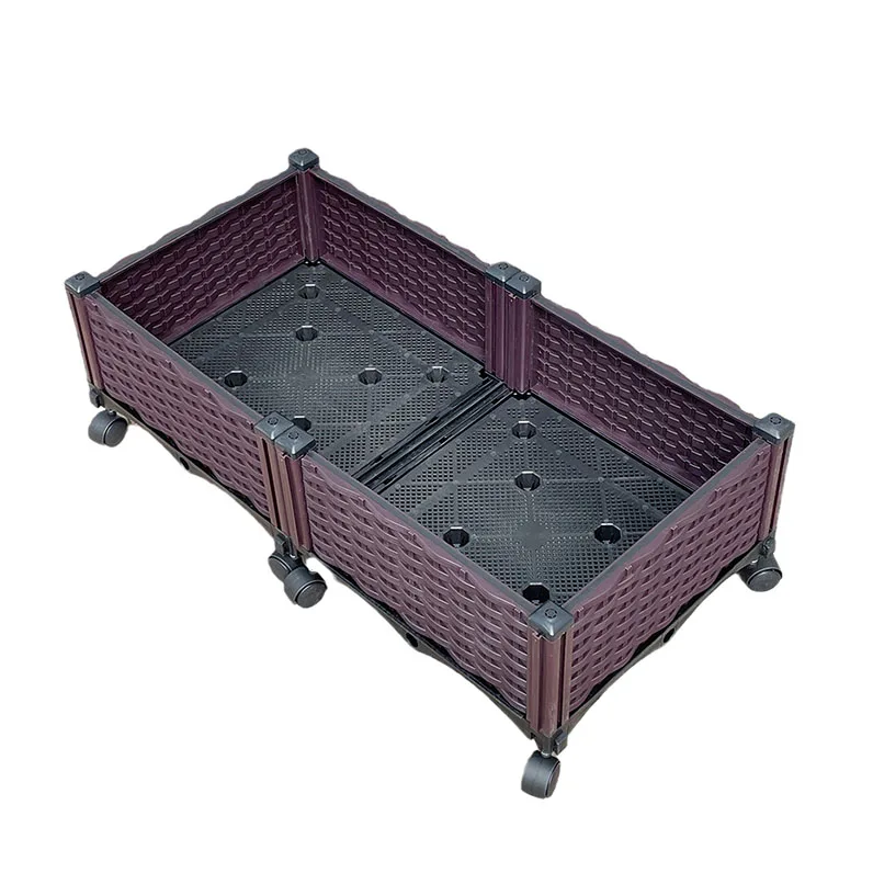Wholesale large automatic watering and perspiration modular PP white PVC Vinyl Plastic planting elevated garden bed with wheel