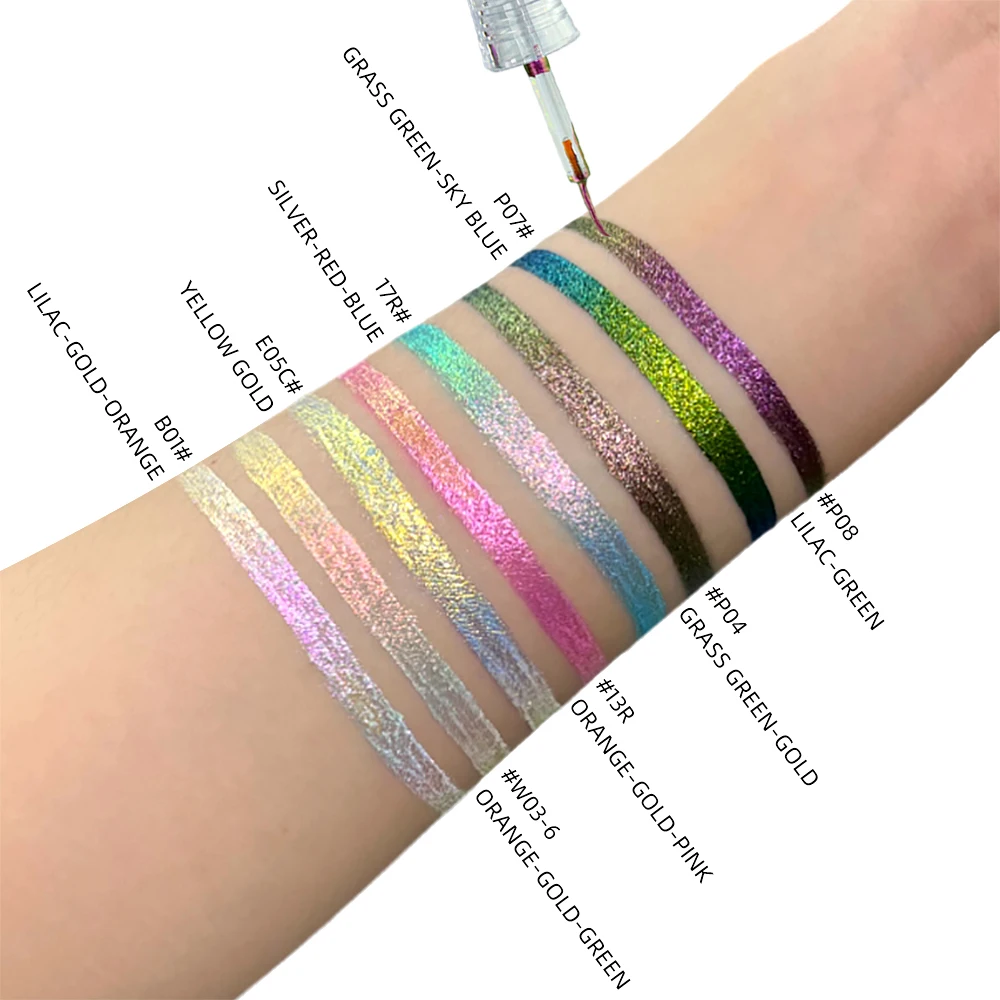 Vegan Cosmetics Private Label Cosmetics Colored Glitter Liquid Eyeliner Pencil Pen Custom Silver Blue Diamond Glitter Eyeliner