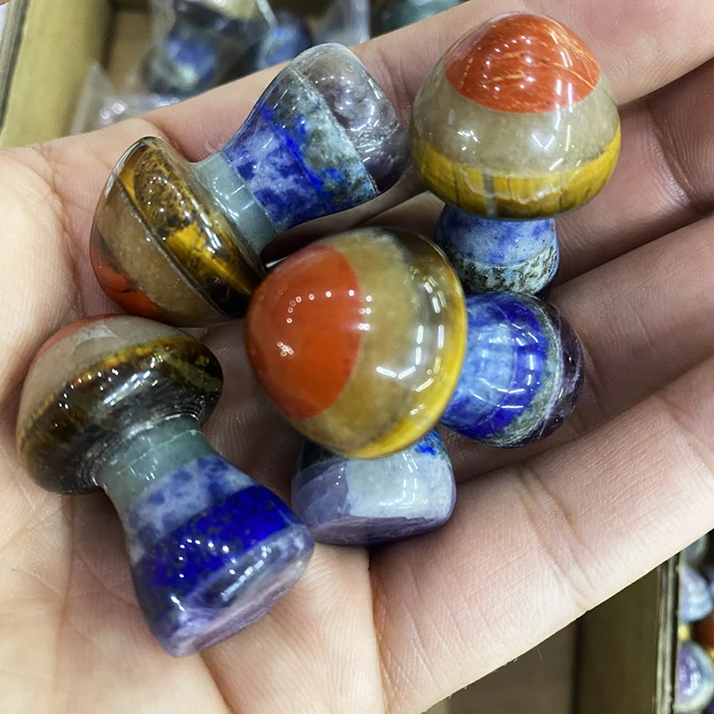 wholesale Natural Healing Crystals Energy Pendant 7 Chakra Mushroom Pendant And Charms For Jewelry Making