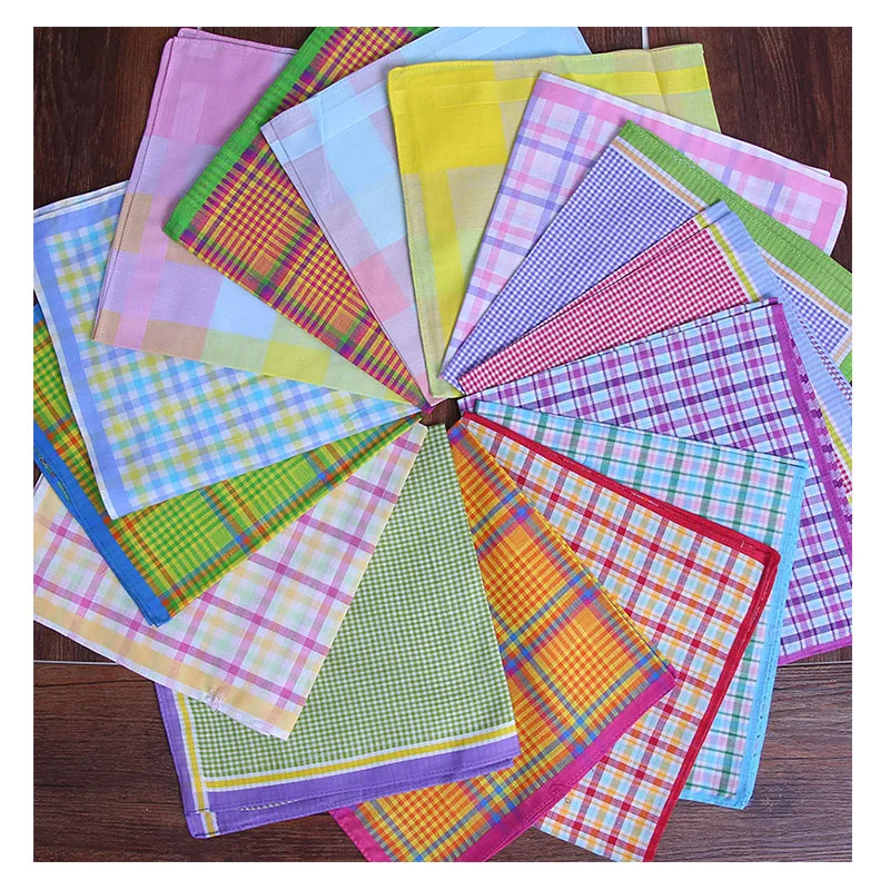 100% Cotton Print Ladies Plaid Handkerchief