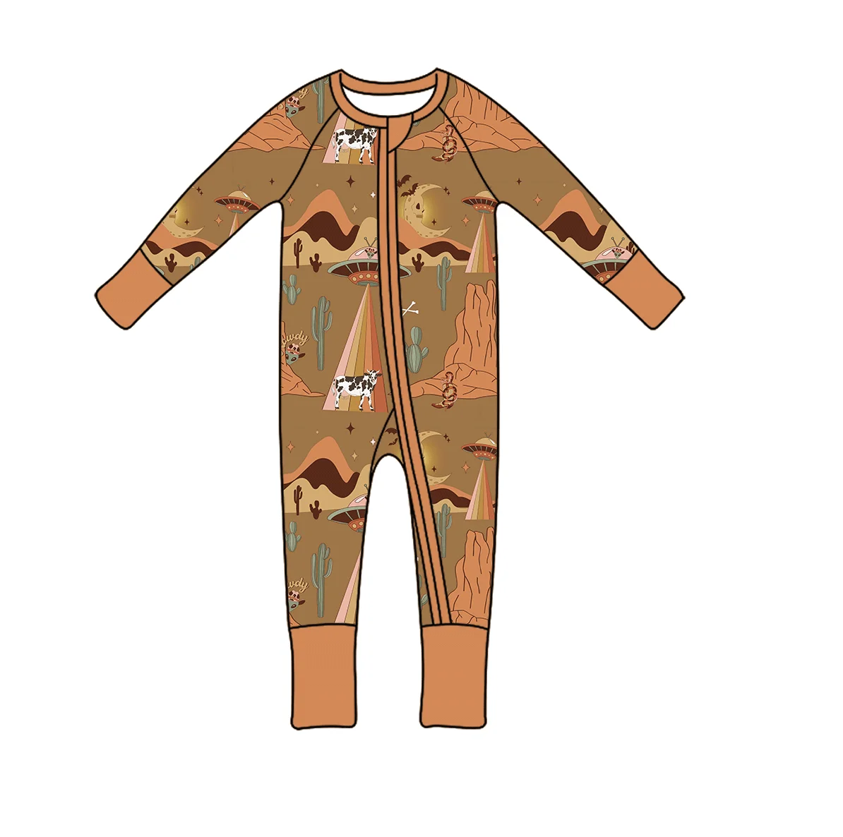 95% Bamboo 5%Spandex Halloween Pumpkin  Newborn Toddler Long Sleeve Baby Romper Zippy Pajamas