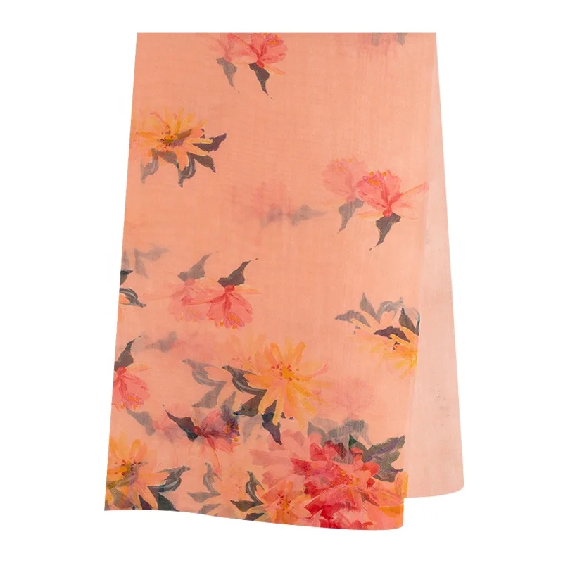 elegant floral pattern print organza fabric 8mm silk organza fabric 100% mulberry silk digital print fabric for dress