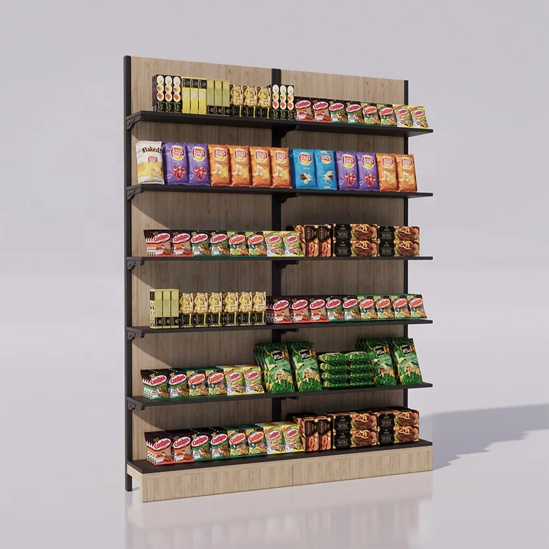 Cigarette Shelf Supermarket Display Stand Customized Grocery Store Wooden Supermarkets Shelves