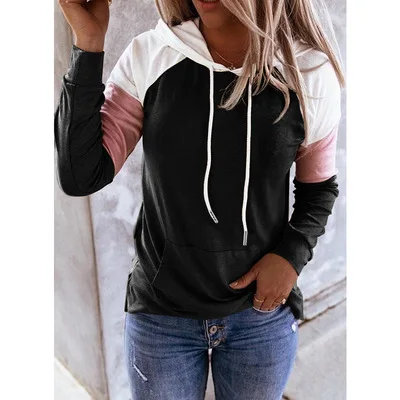
Women Hoodies Harajuku Casual Loose Long Sleeve Hooded 2021 Autumn Vintage Patchwork Sweatshirts Female Elegant Pullover Top 5XL 