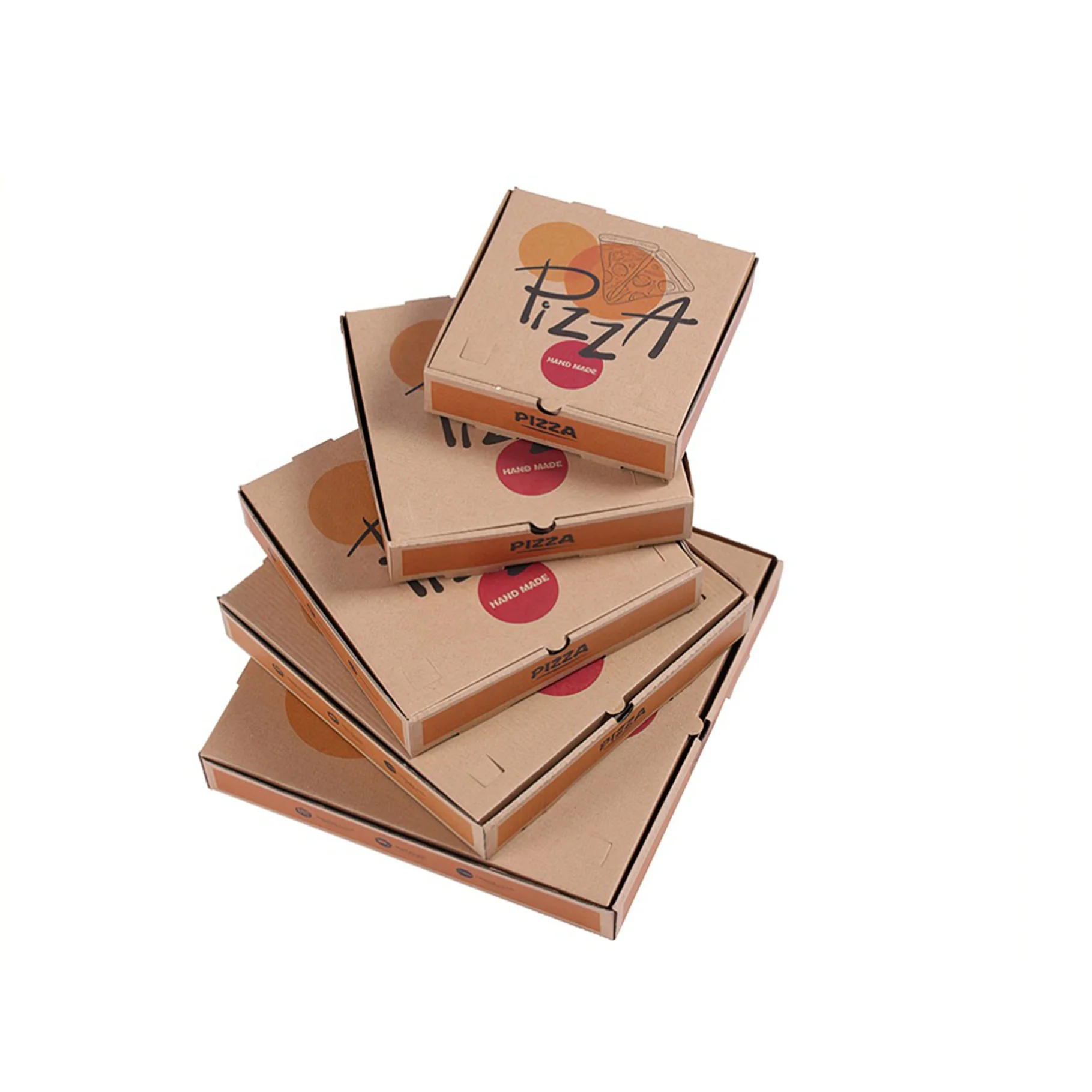 Wholesale Custom Design Pizza Box Corrugated  Kraft Paper Takeway Pizza Packaging Box