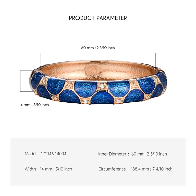 Daili Geometric Transparent Blue Wave Colorful Enamel Bangles Gold Plated Cloisonne Bracelets Fashion Jewelry Bracelets