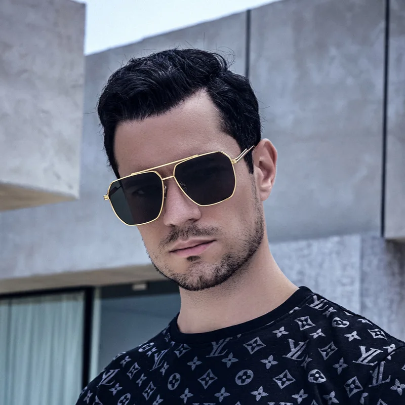 Sunway Eyewear Mens Sunglasses Manufacturer OEM Custom Logo New Trendy Retro Square Sunglass Metal Men Women Sun Glasses