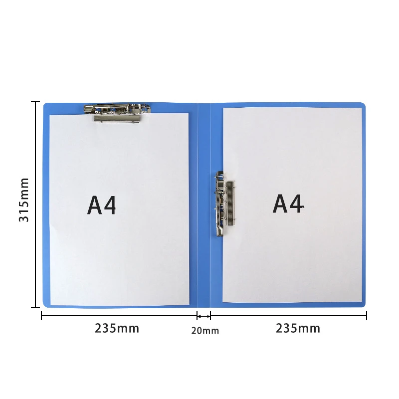 BEYOND Custom Logo Hard PP Metal Double Paper Clip File Folder with Spring for Office Use Organization