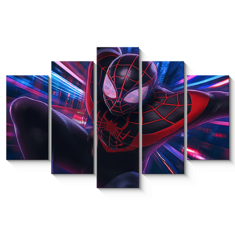 5 Panels Marvel movies Spiderman Super hero cartoon Picture Canvas Print anime painting Home Decor