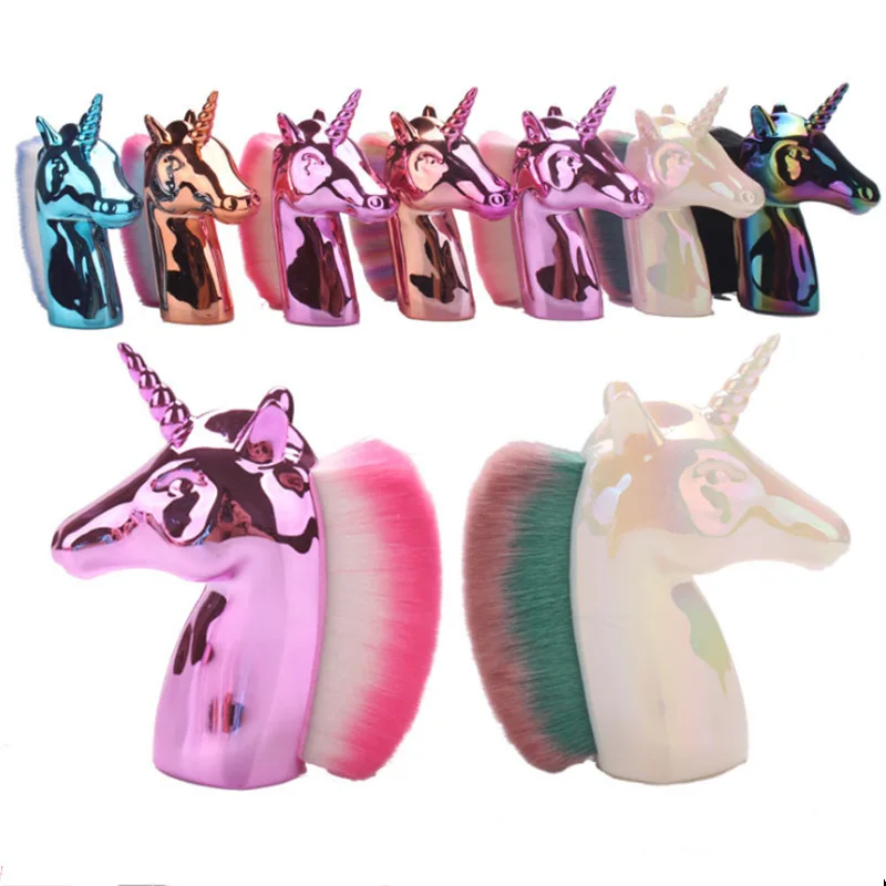 Cosmetic Multi-Functional Cosmetic Make Up BrushRainbow Nail Cleaning Brush 7 Colorful Unicornshape Makeup Brush Remy Martin