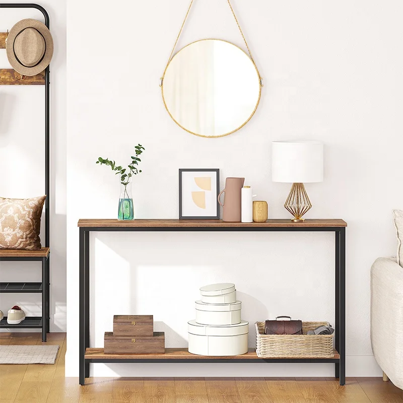 Industrial Style Sturdy metal Wooden console table for Living Room, Office
