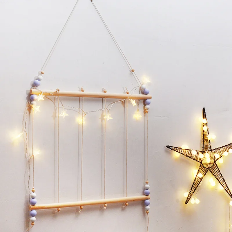 
Hot sale cross-border wooden cotton thread postcard holder wall hanging home office room decoration 