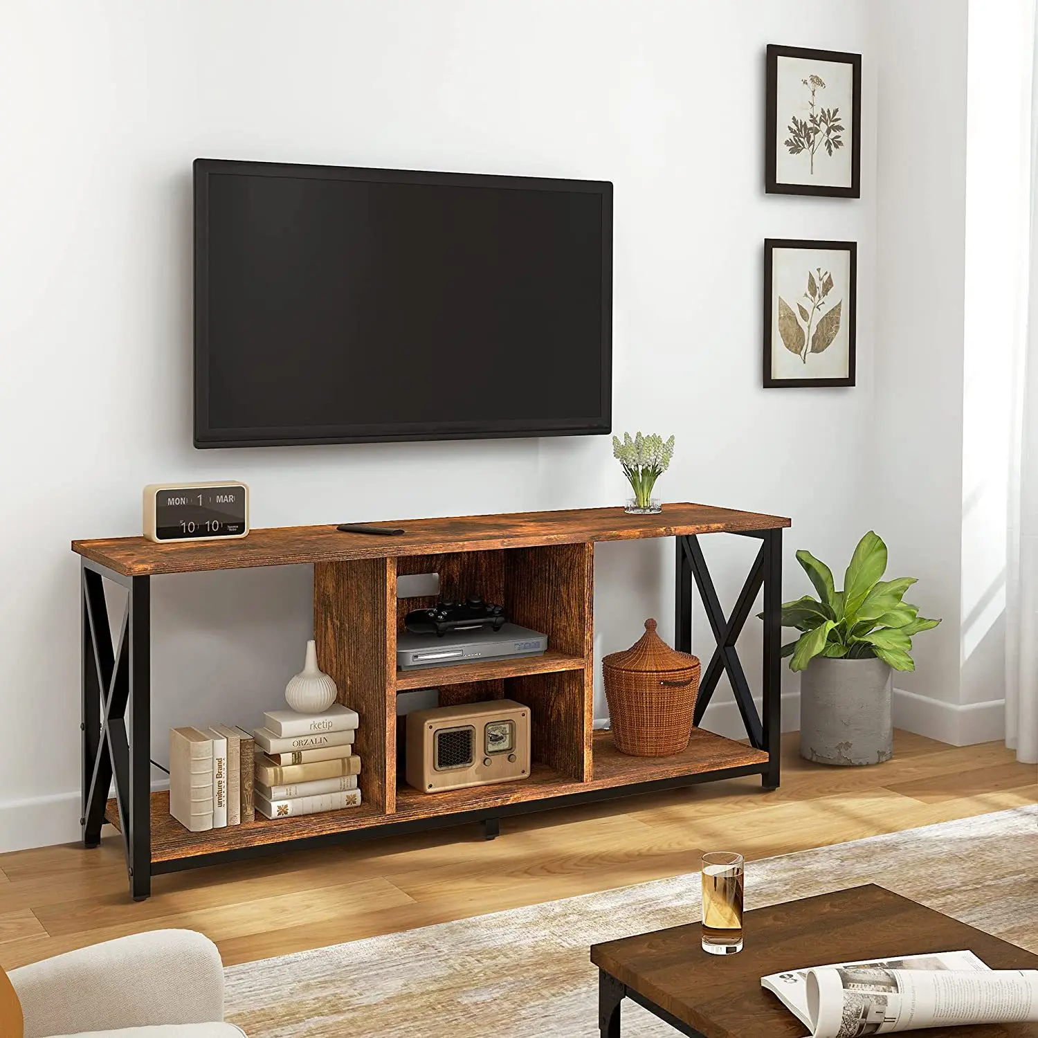 Home Living Room Console Table TV Stand Furniture Wooden Simple TV Stand Wood TV Shelf Cabinet