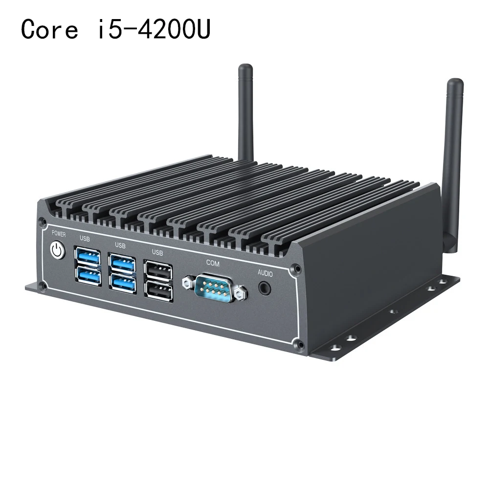 
 Ядро I5-4200U X1 безвентиляторный мини-ПК Intel Core i5 i7 промышленный компьютер поддержка windows 7/10 /linux Двойной lan игровой htpc  