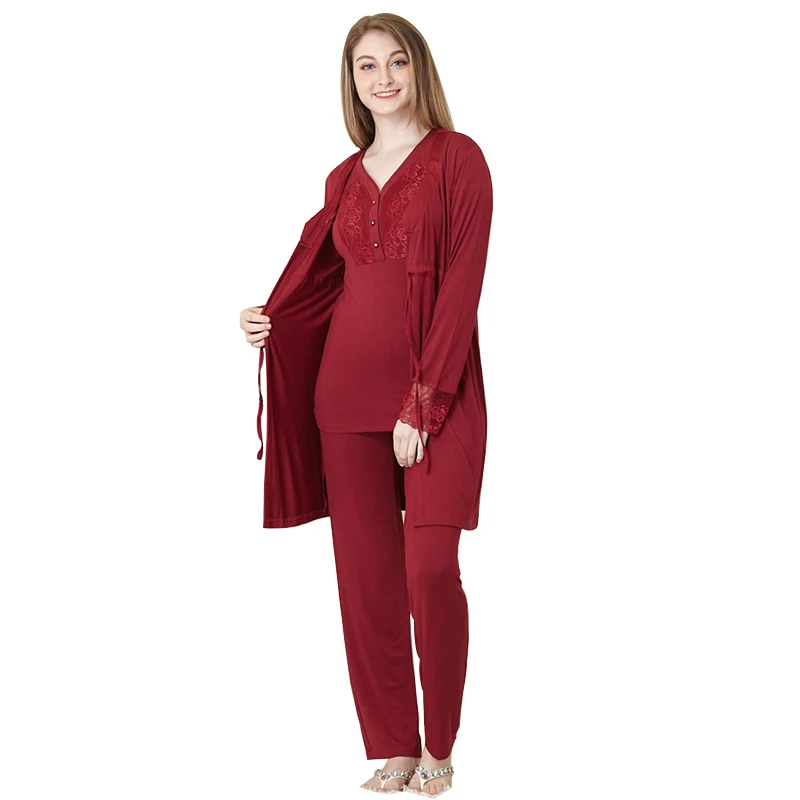 Autumn 3pcs set tighten waist adult pajamas costume pajamas wholesale