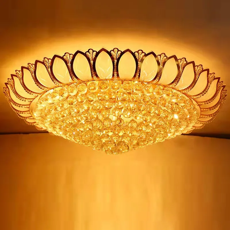 Wholesale modern classic round big living room hotel luxury crystal ceiling light pendant light & chandelier