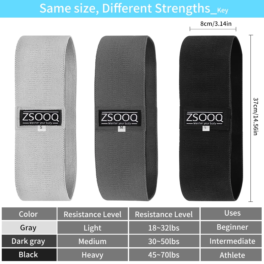 Home gum 3 level non slip yoga elastic resistance band custom printed stretch yoga fabric booty training band