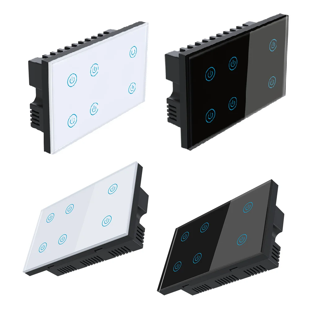 UK Wall Switch 6 Gang 8gang Tuya Smart Zigbee Glass Touch Sensing Switch APP Remote Control Timer Control Switch