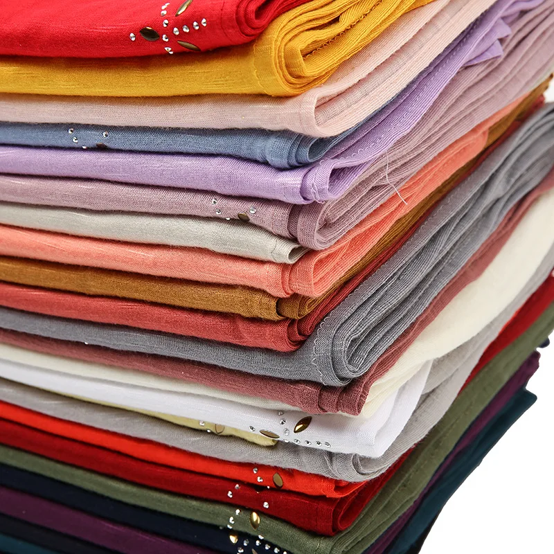 New Design Malaysia Islam Muslim Femme Cotton Ironed Diamond Head Scarf for Women Jersey Hijab Scarf Shawls