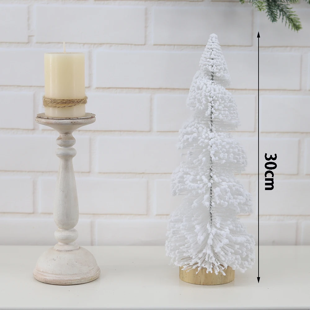 Holiday Home Tabletop Winter Crafts Snow Miniature Pine Trees Artificial Frosted Sisal Trees