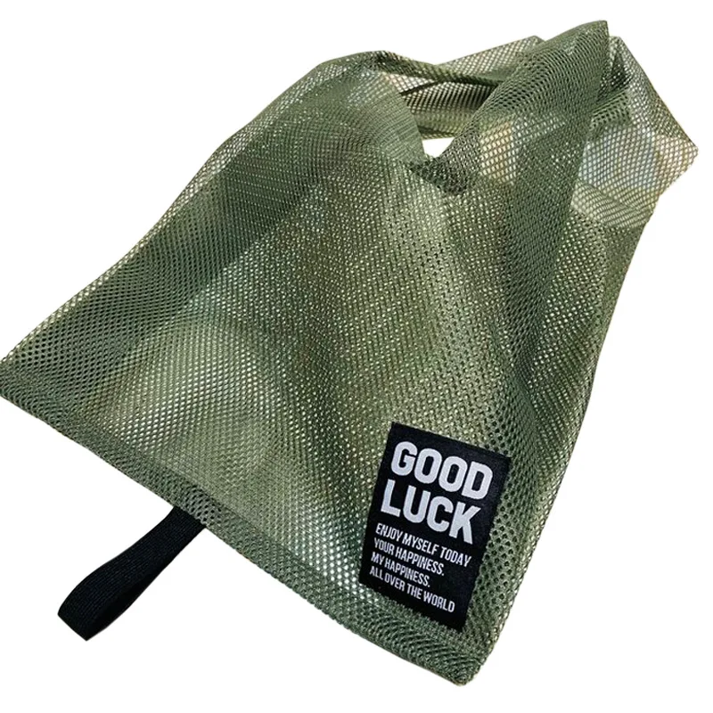 New personalised folding shopping mesh bags biodegradable washable mesh net shopping bag for fruit vegetable